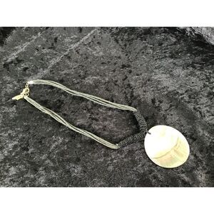 NY & Co Polished Shell Disk Pendant Cord Necklace Lobster Clasp 18 Inch Beach